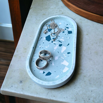 Neutral Terrazzo decorative Tray, Oval Tray, Trinket Tray, Home Accessories, Concrete style Home Decor