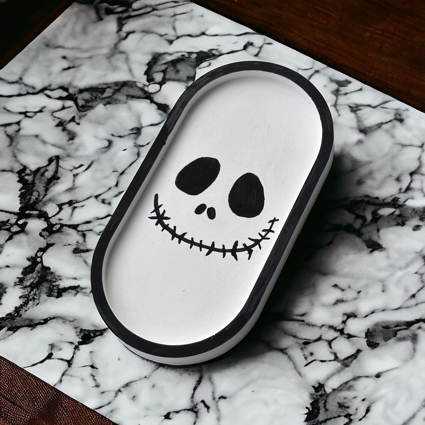 Jack and Sally Gypsum Oval Tray, Home Decor