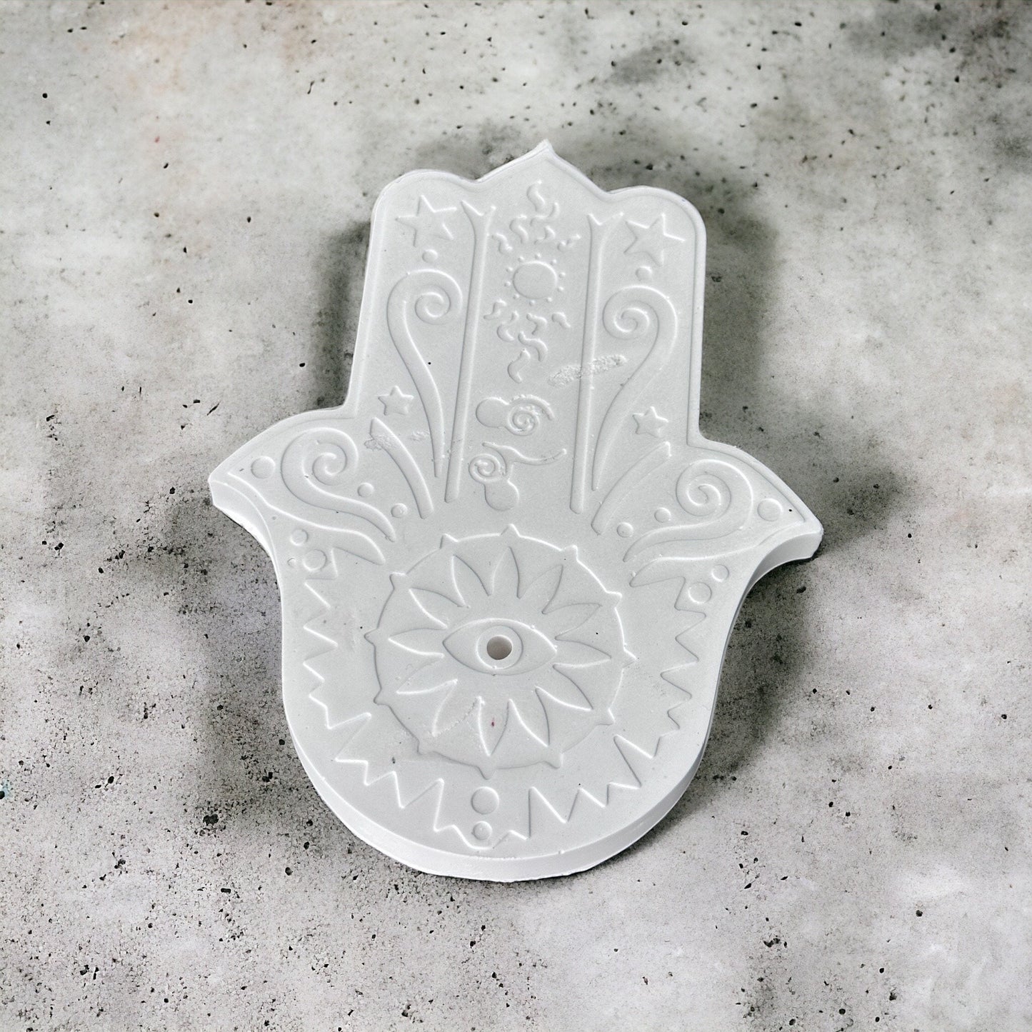 Hamsa Hand Design Incense Burner, Home Decor, Handmade Jesmonite