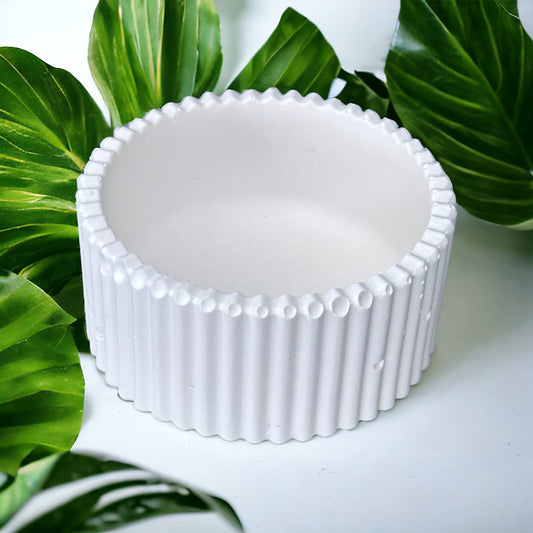 Circular Ribbed Jesmonite Trinket Dish, Home Decor, Storage Box