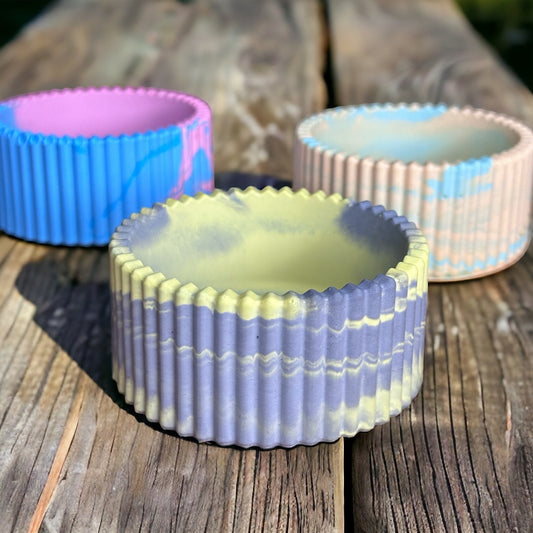 Circular Ribbed Jesmonite Trinket Dish, Home Decor, Storage Box, Mixed Colours