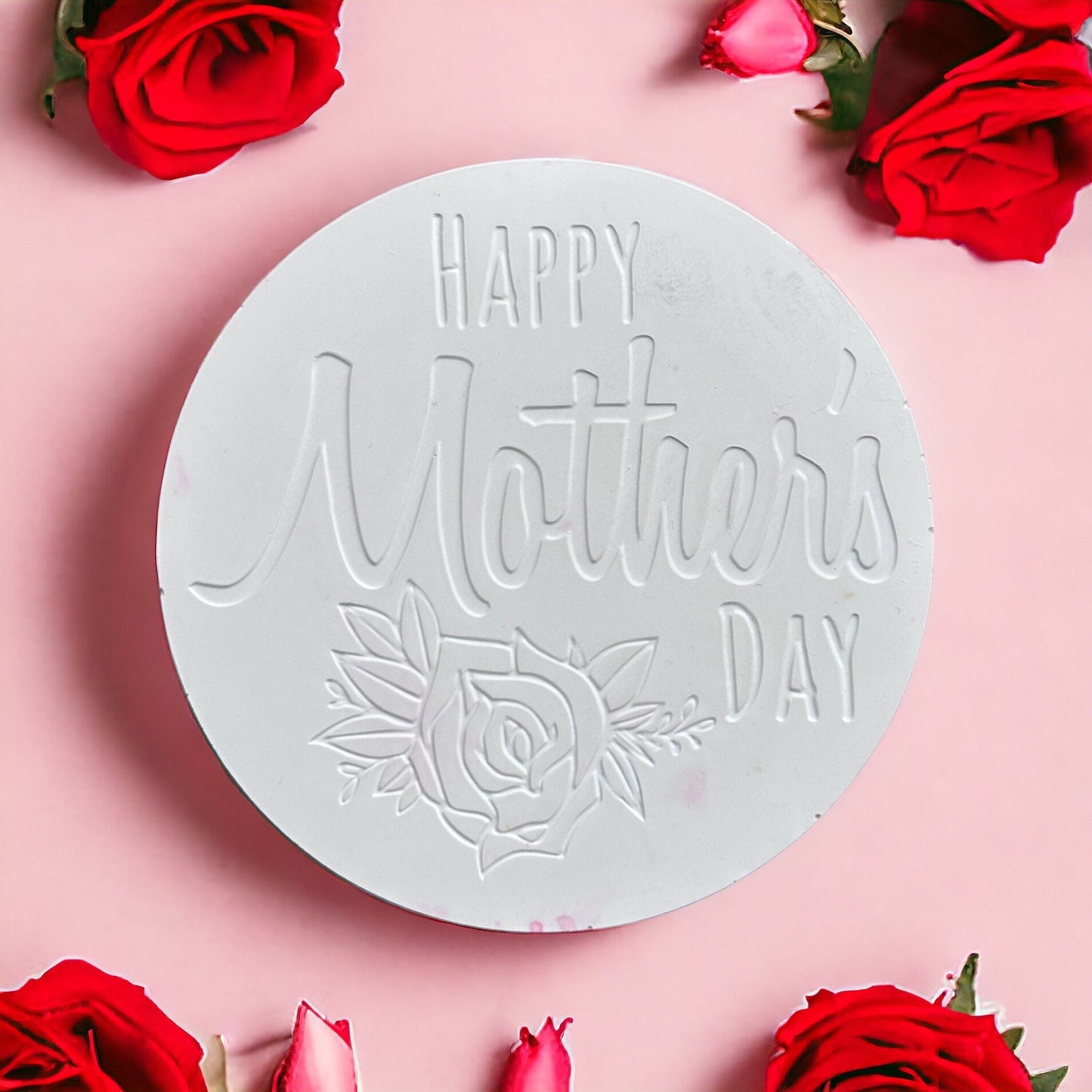 Circular Mothers Day Jesmonite Imprinted Drinks Coaster, Happy Mothers Day Gift, Marble Jesmonite