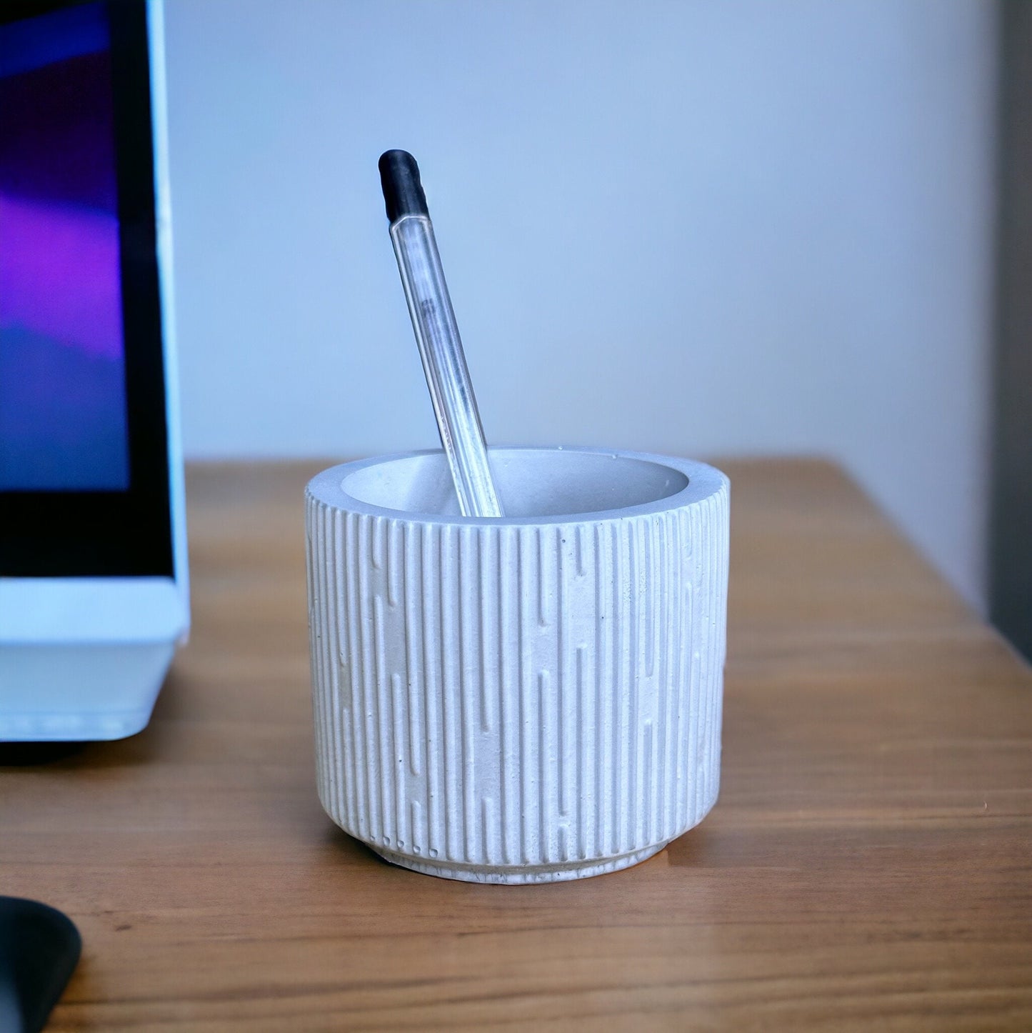 Gypsum Lined Storage Jar, Home Decor, Concrete Circular Pot